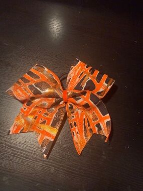 Orange & Black Patterned Cheer Bow
